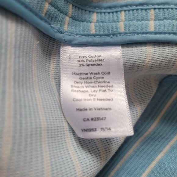 Talbots Womens Blue & White Striped Button-Front Jacket L Blazer - Picture 5 of 7